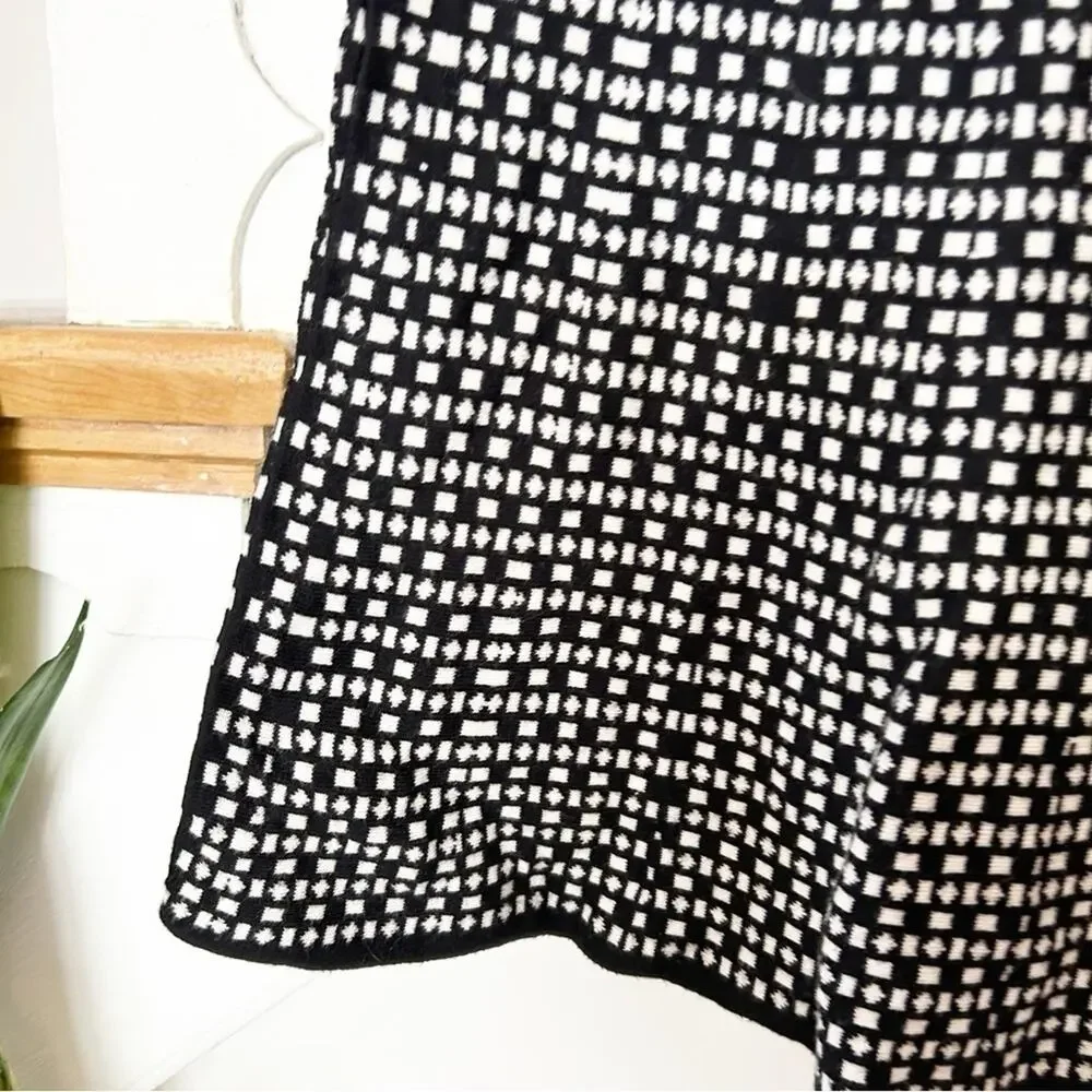 Max Edition Black White Print Cotton Blend A-Line Skirt Size Large L
